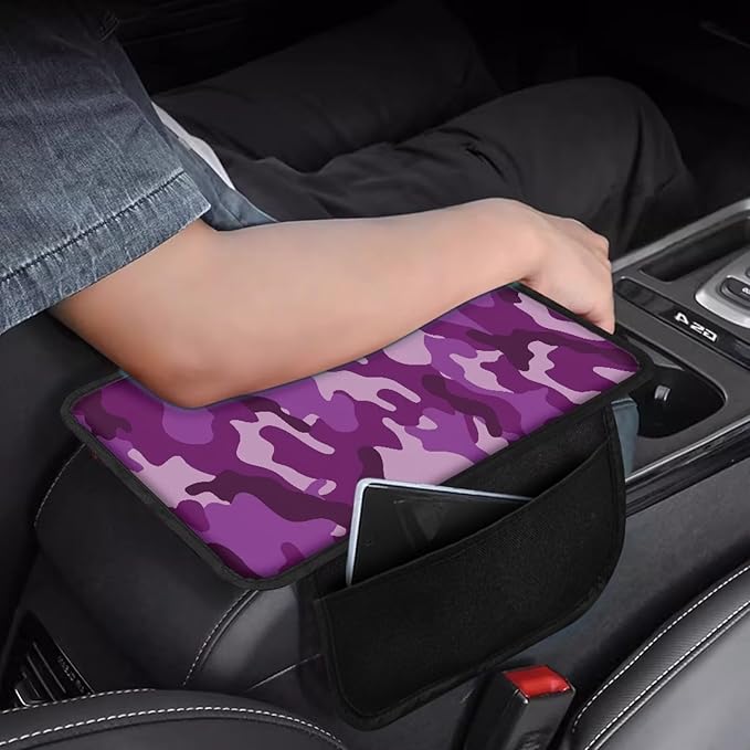 Camo Print Center Console Covers for Cars Waterproof Automobile Armrest Seat Box Cover Cushion Scratch-Resistant Vehicle Armrest Cover Pad Universal Fit for Most Cars Sedan Truck SUV