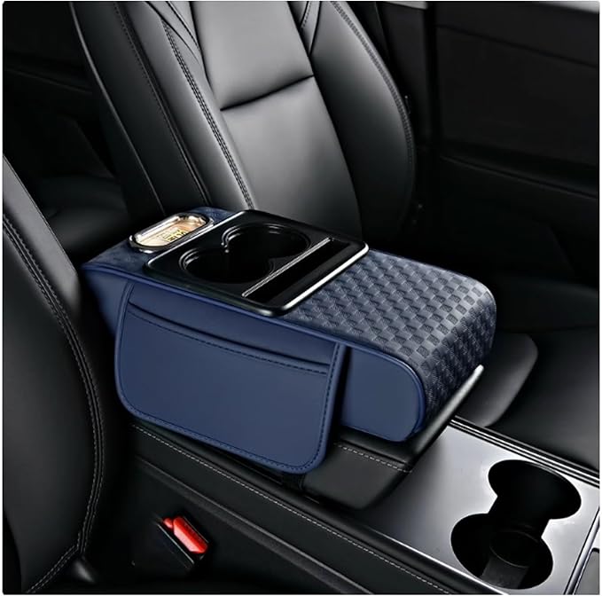 Car Arm Rest Cushion for Mazda CX-5, Center Console Armrest Pillow Car Armrest Pad Trucks with Cup Holder, Armrest Pad Storage Bag(Blue)