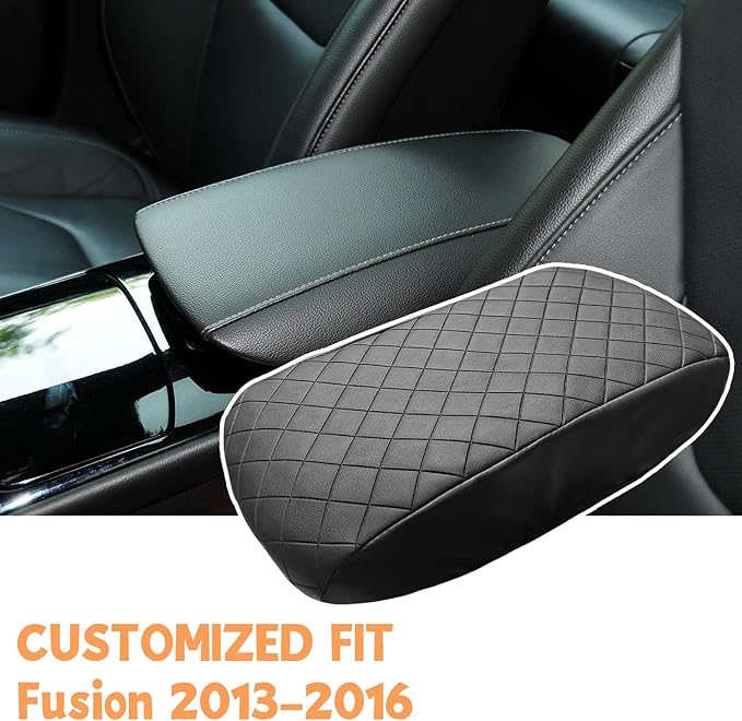 Center Console Cover Compatible with Ford Fusion 2013-2016 Leather Armrest Box Cushion Cover Middle Console Pad