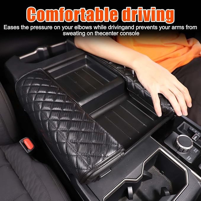 TOYCIDFG Center Console Armrest Cover Cushion Pad Compatible with Toyota Tundra Sequoia 2022-2025, Waterproof Cushion Pad Car Accessories (Black)