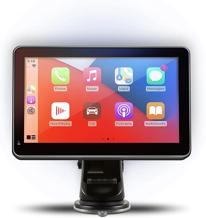 Car and Driver INTELLIDASH PRO Wireless Apple Carplay ONLY 7'' IPS Touchscreen with Bluetooth, SiriusXM, Siri Assistant. Dash Windshield Mounted