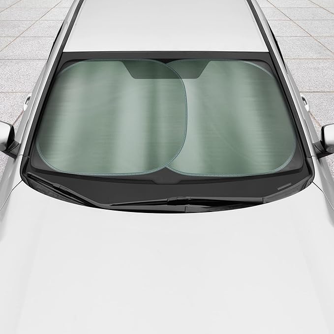 BDK 2PC Charcoal Gray Car Windshield Sun Shade – Sun Visor & Sunshade for Car Windshield – UV Rays Interior Protection - Easy Setup & Keeps Your Vehicle Cool – SUV & Truck Accessories - 31.75 x 28.75
