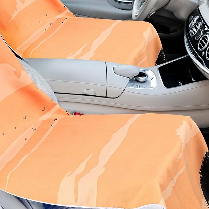 2 Pack Car Seat Towel Covers with Storage Bag 63 x 32 Inch Athletic Running Towel Seat Sweat Washable Non Slip Cover Gift for Car Outdoor Sport Activities (Mount Desert Island)