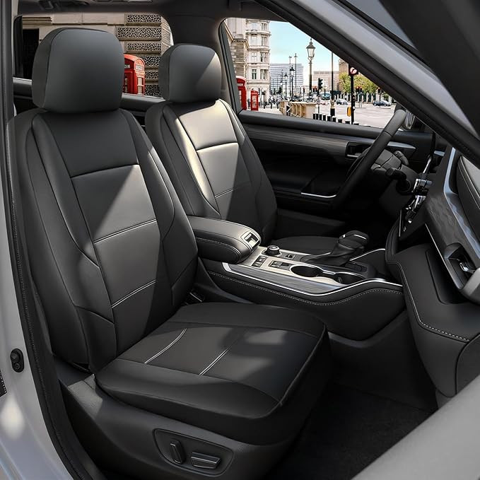 GIANT PANDA Front Seat Covers for Subaru Outback Forester Crosstrek Legacy Impreza, Faux Leather Bucket Seat Cover Fit Subaru Seat Protectors (Black) 2-Pack