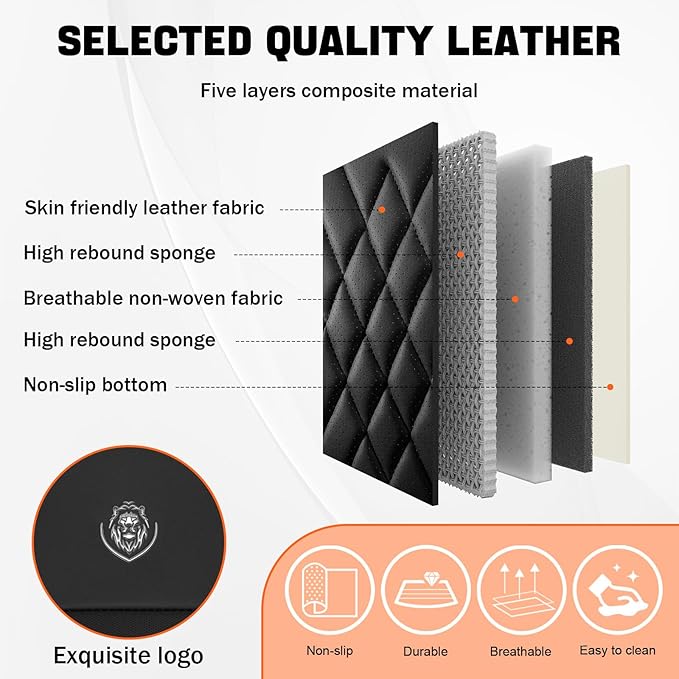Car Seat Covers Compatible with Toyota Camry 2012-2026 Durable Waterproof Automotive Seat Covers Stretchable Fabric Material, Airbag Compatibility, Premium Nappa Leather(Black, Full Set)