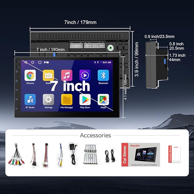 Wireless CarPlay Screen for Car & Android Auto Head Unit - Touchscreen 7 Inch Double Din Car Stereo with Backup Camera for All Cars (2+32GB NO Camera)