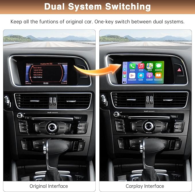 for Audi A4/A5/Q5 Wireless Carplay/Android Auto Retrofit Kit Decoder Plug and Play Upgrade Box for A5/A4/Q5 with 2G MMI System 2009-2015