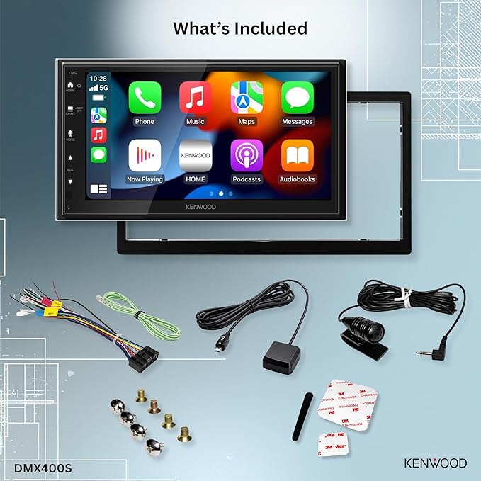 KENWOOD DMX400S 6.8" Capacitive Touchscreen Digital Multimedia Receiver – Apple CarPlay, Android Auto, Bluetooth, USB Mirroring, 13-Band EQ