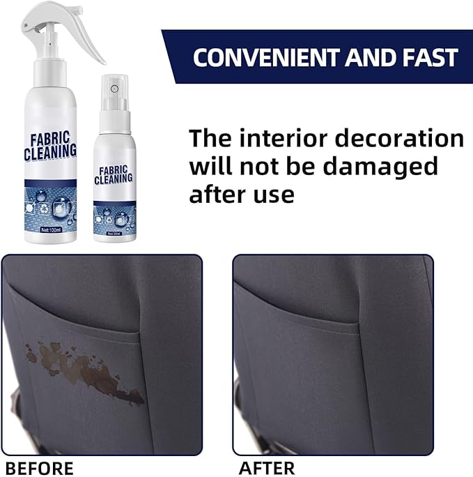 5 Seconds Car Stain Remover, Car Stain Remover, Interior Fabric Leather Cleaning, Car Seat Upholstery Strong Stain Remover, Foam Cleaner Spray for Car (30ml)