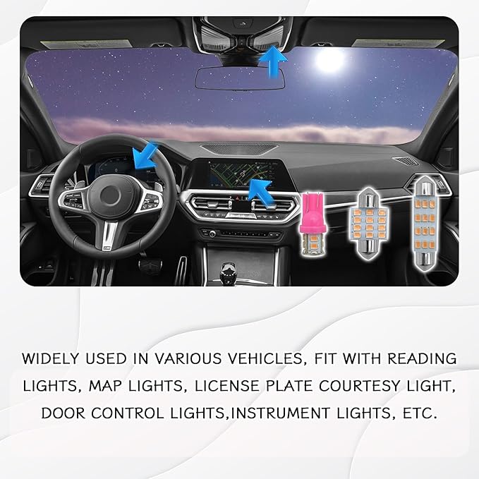 24PCS LED Interior Car Lights, Interior Car Lights Dome Light Set T10 31 mm 42 mm Replacement Bulbs for Top Map Dome Tail Cab Lights and License Plate Courtesy Lights Accessories (Pink)