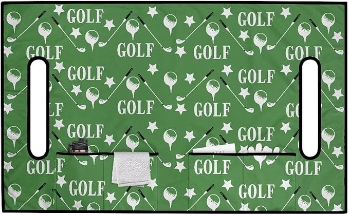 Biyejit Golf Cart Seat Covers with 4 Pockets Golf Cart Seat Towel Blanket Fits 2-Seat Golf Carts, Golf Cart Accessories