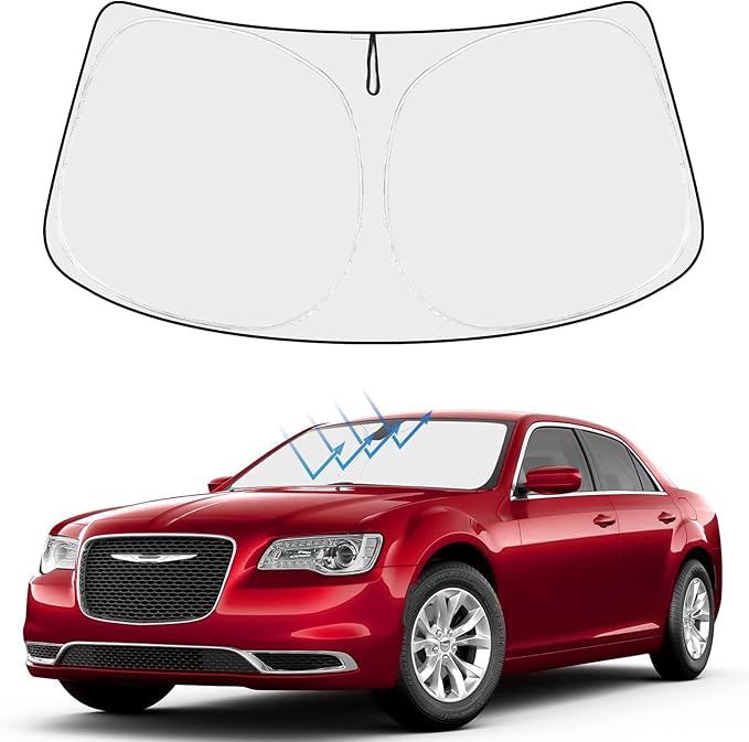 Proadsy 2026 Upgrade Front Windshield Sun Shade Foldable Sunshade Protector Sun Visor Custom Fit Chrysler 300 300C 2011-2023 Accessories