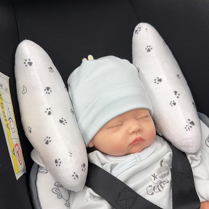 Adjustable Baby Head Neck Support Pillow for Car Seat and Stroller - Soft and Lightweight Cushion for Travel and Daily Use, with Cute Cat Paw Print Pattern Baby Travel Pillow