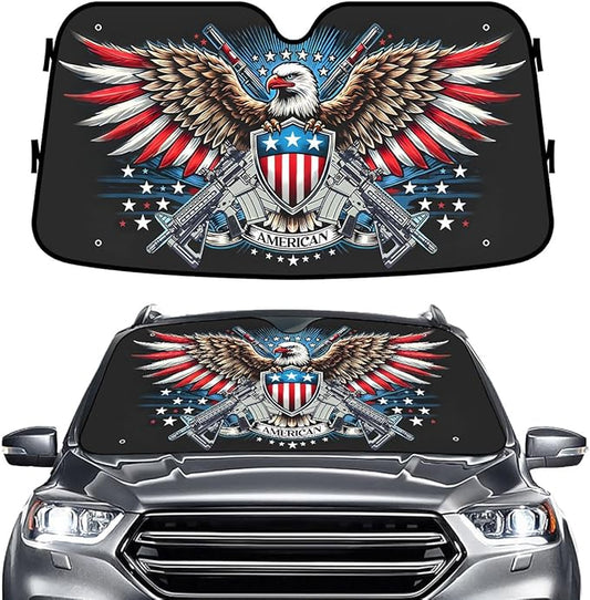 GENANY Eagle Windshield Sun Shade for Car SUV Truck (55x30 Inches), Patriotic Sun Shade Windshield, Shades for Front Windows, Protector Blocks UV, Car Decor