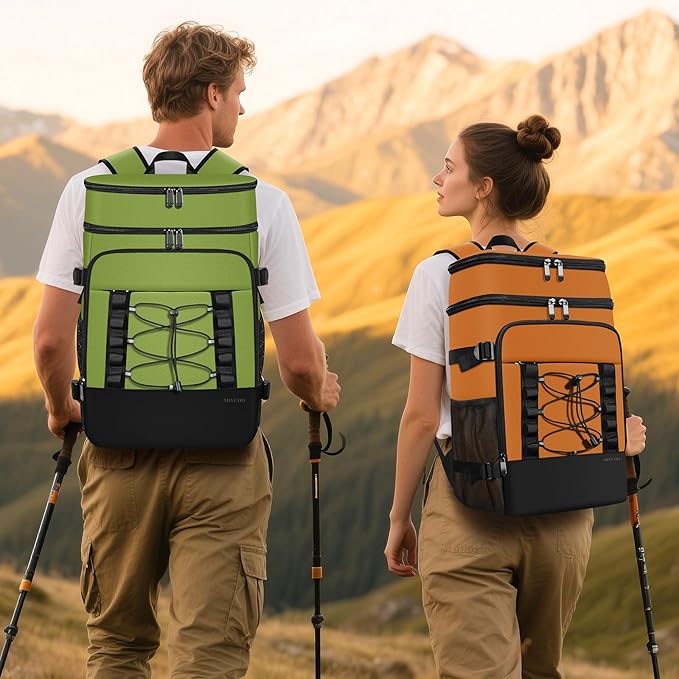 MIYCOO Cooler Backpack - 40 Cans Insulated Backpack Cooler for Men & Women, Portable 2 Leak Proof Compartments Coolers Bag for Beach Travel Picnic Lunch Hiking BBQ Camping