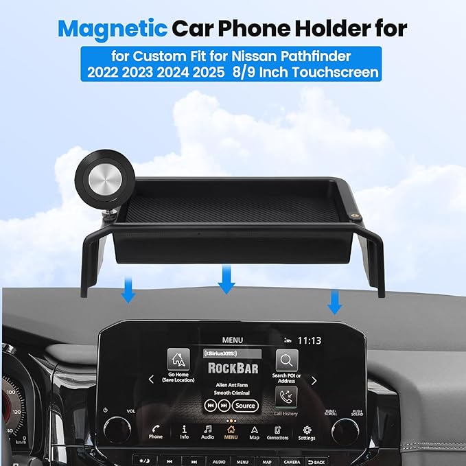 Karltys Upgraded 360° Rotation Magnetic Phone Holder Organizer for Nissan Pathfinder 2022 2023 2024 2025(Not for 2026) Accessories, Screen Organizer & Magnetic Phone Mount for 9-Inch Screen