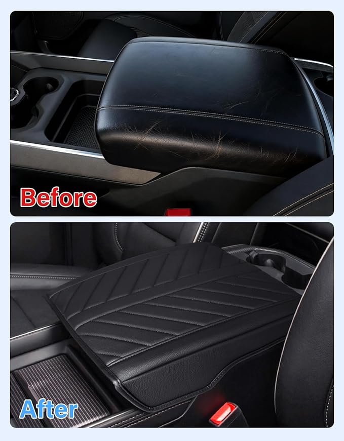 Center Console Cover Compatible with 2019-2026 Dodge RAM 1500 2500 3500 Accessories, Vinyl Leather Middle Console Cover Cushion Pad, Anti-Scratch, Black(Floor Console Bucket Seat Only)