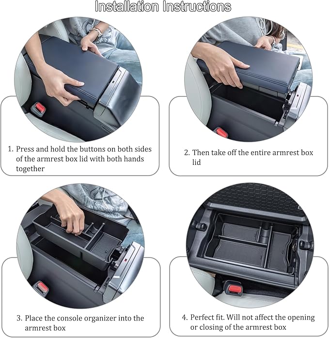 JDMCAR Center Console Organizer Compatible with 2026 Toyota Rav4, Insert ABS Secondary Storage Tray with Non-Slip Silicone Liner for RAV-4 Interior Accessories
