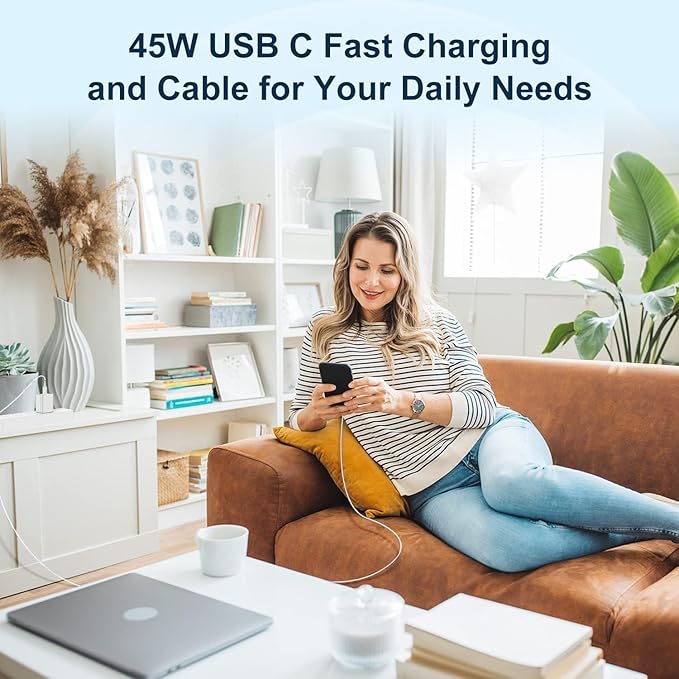 45W USB C iPhone 17 16 15 Fast Charger Block and 2x6ft/2x10ft Type C to C Cable Cord Long,Wall Charging Plug Adapter Cube Brick for Apple iPhone 17 Pro Max/17 Air/16 Pro Max/16/15 Pro/15 Plus/iPadMini