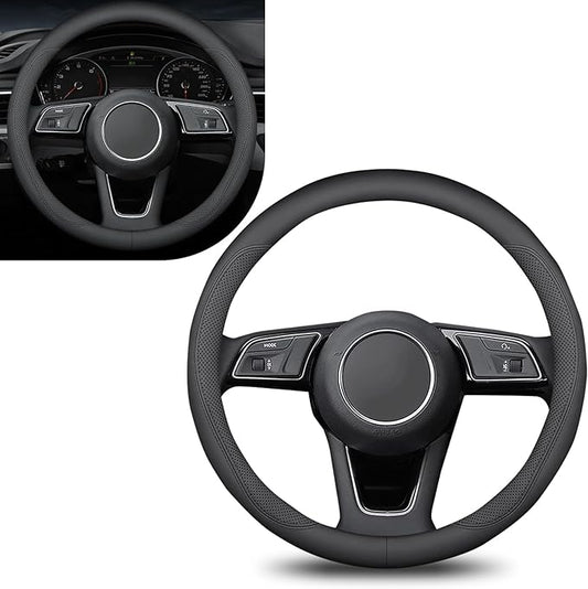 1 PC Car Steering Wheel Cover, Ultra-Thin Soft Leather Steering Wheels Accessories, 15" Round Breathable Car Wheel Cover, Universal Interior Accessories for Most Cars (Black)