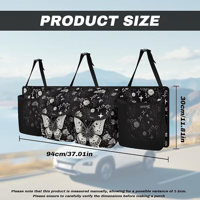 Stars Butterfly Trunk Hanging Storage Bag Floral Flowers Car Storage Organizer for SUVs & Sedans Trunk Organizer Car Women