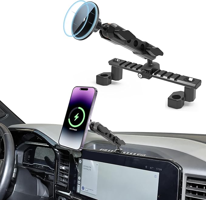 for 2022-2026 Chevrolet Silverado & GMC Sierra Phone Charger Mount, 2022+ Chevy Silverado & Sierra 1500/2500/3500 Wireless Charging Phone Holder, for 13.4" Touchscreen, Adjustable for All Smartphones