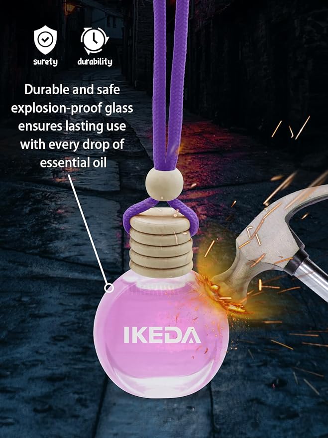 Ikeda Car Air Freshener: Hanging Car Smell Air Freshener | 10ml Hanging Car Perfume | Long Lasting Fragrance | Strong Scents Diffuser for Auto Home (Peach)