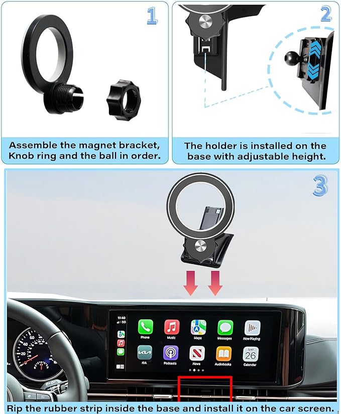 Car Phone Holder for Kia Carnival 2022 2023 Accessories Compatible with MagSafe Hands-Free 360 Degree Rotation Adjustable Cell Phone Mount Does Not Affect Air Vent