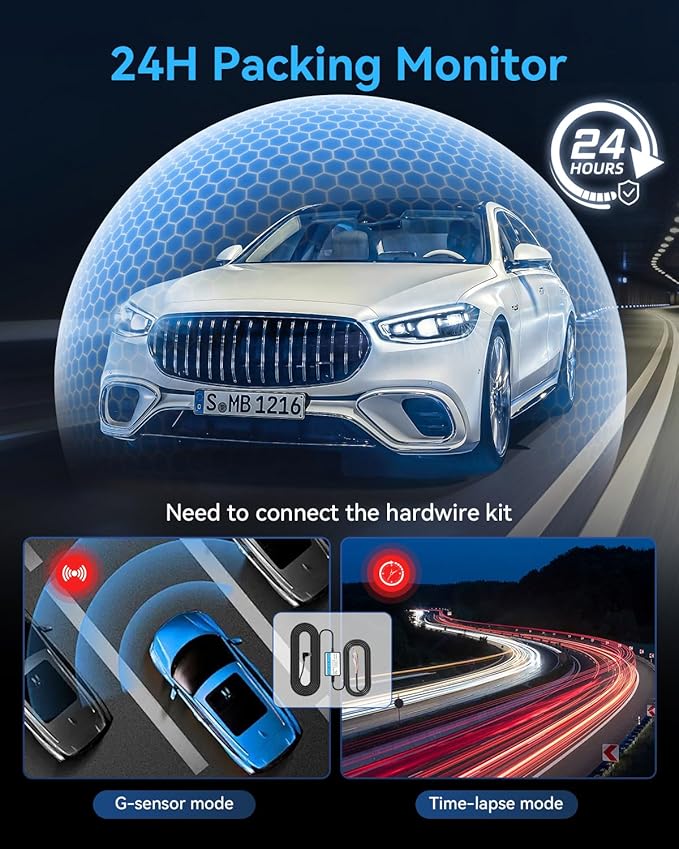 3 Channel Dash Cam for Cars Front Rear Inside, 4K WiFi Dash Cam w/ 32GB Card, 2.0" IPS Screen Dashboard Camera Recorder with App Control, G-Sensor, Loop Recording, Night Vision, Parking Monitor