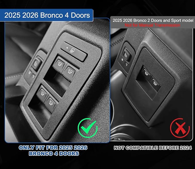 GZSH 2 PCS Trunk Organizers for 2025 Ford Bronco 4 Doors Automatic Transmission ONLY with Center Console Organizer, Door Handle Storage Not for manual transmission (Not for Sport & 2Door)