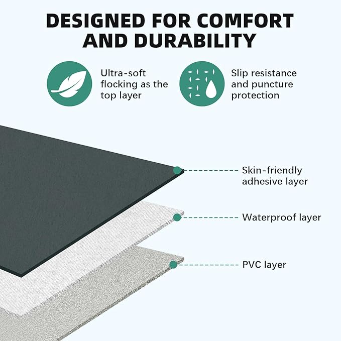 KMZ SUV Air Mattress Double Sided Thickened Flocking Car Bed – Portable Inflatable Mattress Pad for Camping & Travel with 2 Pillows & Electric Pump (Green+Light Gray)