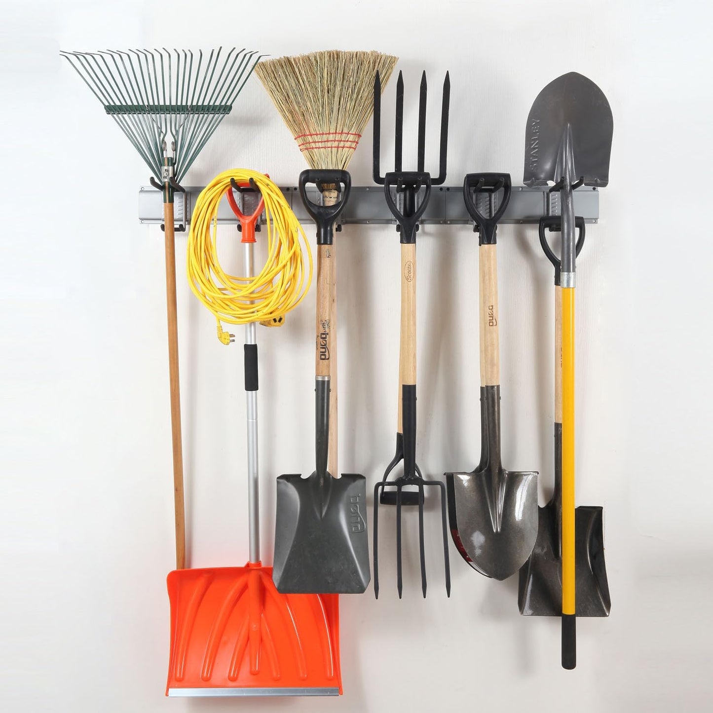 Wall Mount Tool Storage Rack, Heavy Duty Garage Organizer, Garden Hooks and Hangers, Hold Up to 350lbs Grey AK806