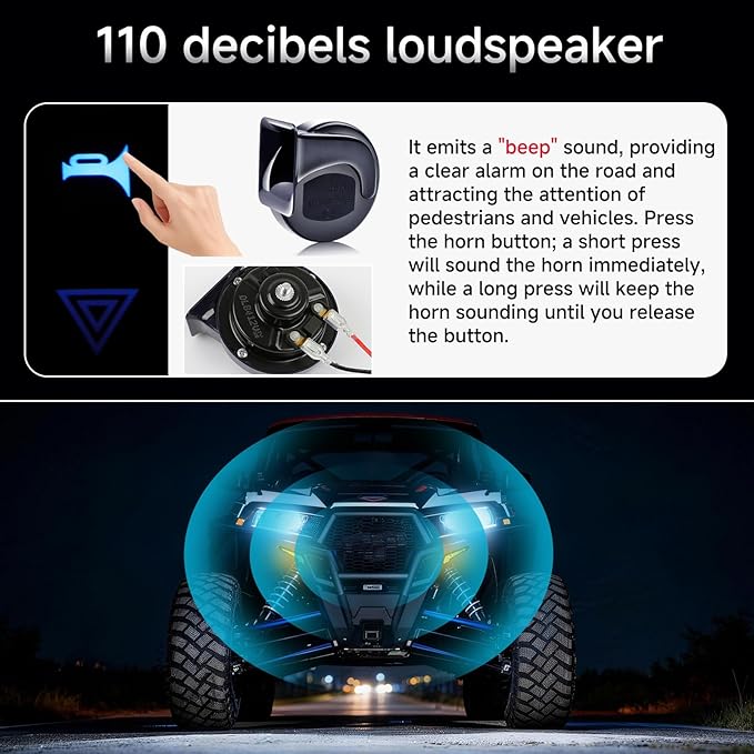 DREAMIZER UTV Turn Signal Kit with Horn, Plug and Play, Pre-Wired, UTV ATV Blinker with Rocker Switch Universal Street Legal Kit with Hazard light Compatible with Polaris, Can-Am, Teryx, CFMOTO
