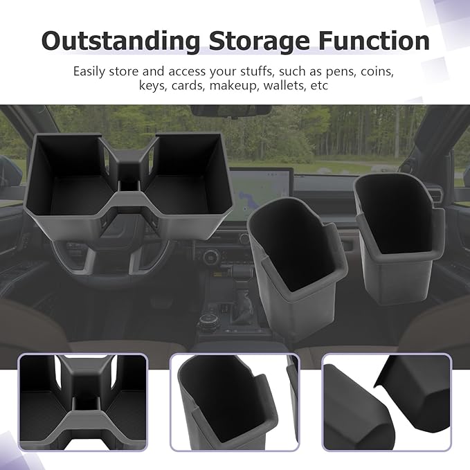 LUWU 2025 2026 4Runner Accessories Compatible with 2025 2026 Toyota 4Runner Center Console Cup Holder, Rear Seat Door Side Silicone Cup Holder Black 4 Runner 2026 Accessory 2-Pack