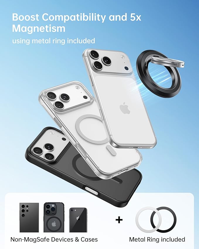 SYNCWIRE for MagSafe Phone Grip, 360° Rotation Magnetic Cell Phone Grip Magnetic Ring Holder Kickstand Mag Safe Ring Stand Compatible with iPhone 17 16 15 14 13 12 Pro Max MagSafe Accessories Android
