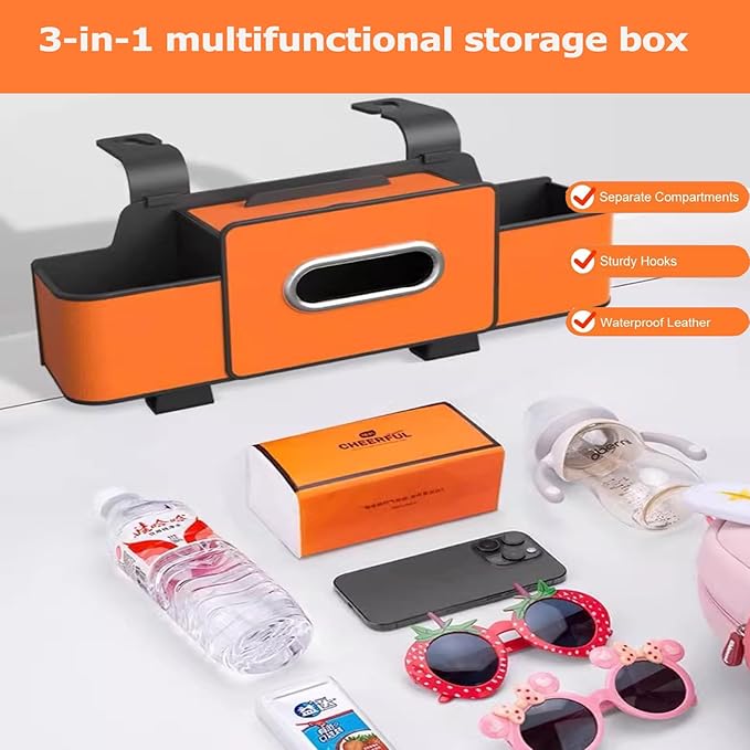 3-in-1 Car Backseat Organizer with Cup Holder,2026 New Multifunctional Car Seat Back Storage Box,Multifunctional Back Seat Car Organizer for Hold Phones,Snacks,Drinks,and Handbags(Orange)