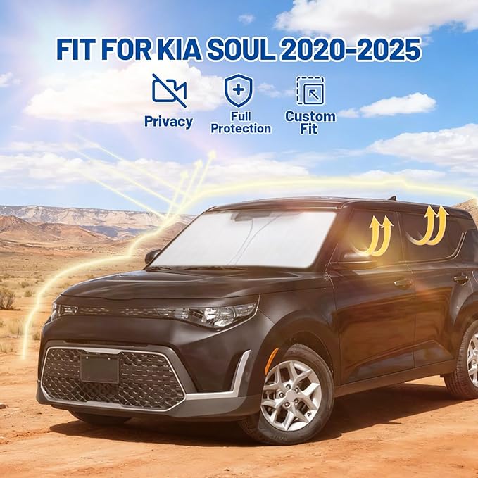 Car Window Shades Intended for Kia Soul 2020-2025, Privacy Window Covers 8PCS for Side, Rear & Windshield, Car Shield Sunshade for Privacy Protection, Heat Blocking, Camping and Parking
