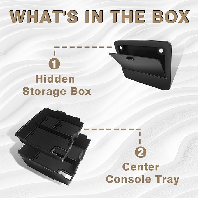 Muslogy Center Console Organizer Two-Layer & Hidden Box Magnet Opening Design Compatible with Ford Ranger 2024 2025 2026 & Raptor Accessories Secret Organizer Insert Tray Divider Storage Box