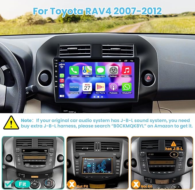 4G+64G Car Radio Stereo for Toyota RAV4 2007-2012, Wireless Carplay&Android Auto with Android 13 Support Bluetooth/Voice Control/GPS/WiFi/Back-up Camera/SWC/FM, 10 Inch IPS Touch Screen