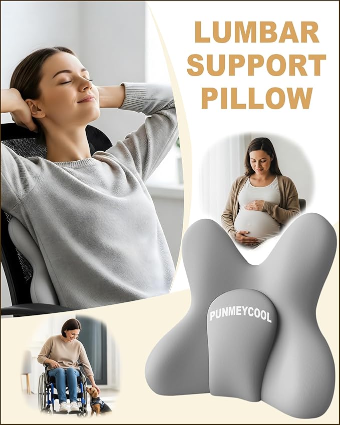 Lumbar Support Pillow for Car, Memory Foam Car Seat Back Support Pillow, Wraparound Ergonomic Design for Back Pain Relief-Back Cushion for Driving, Semi Truck, Chair Support for Car Office, Wheelchair