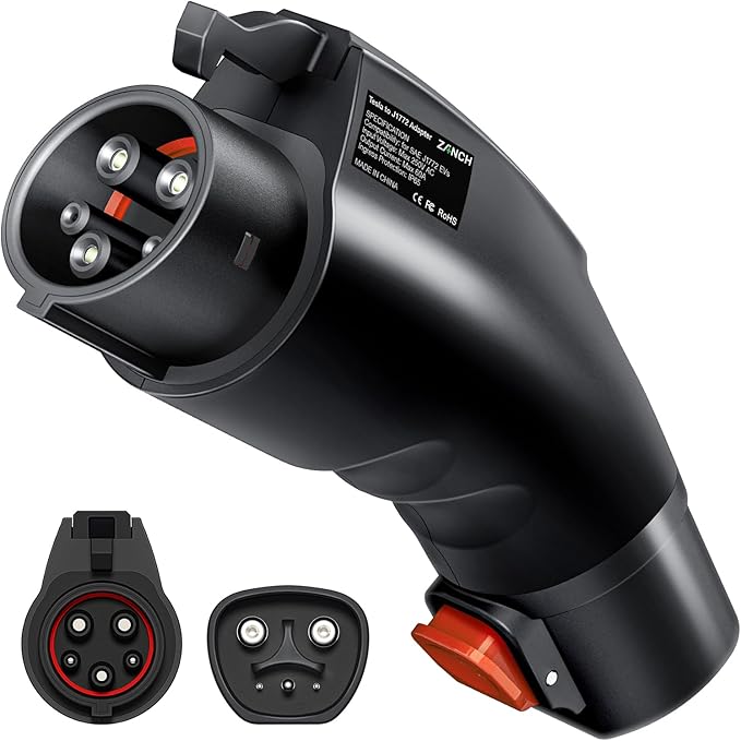 Zanch Tesla to J1772 Adapter, Military-Grade Quality, 60A 250V AC for J1772/CCS1 EVs, Compatible with Tesla Level 2 Wall Connector, Mobile Connector & Destination Charging Station - Black