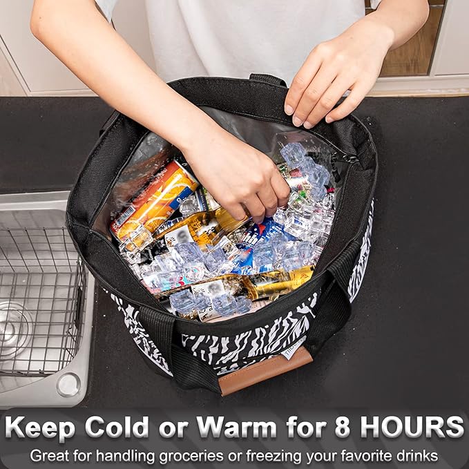 Insulated Cooler Bag Reusable Grocery Tote Bags Transport Large Lunch Box for Women