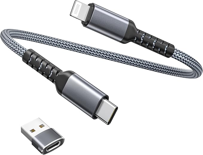 Basesailor Short 1FT iPhone 14 13 Charger Cable,USB C to Lightning Cable with USB A Adapter,Fast Charging Power Cord for Apple iPhone 12 11 Pro Max Plus XS XR X 8 7 6 Plus 5 SE,iPad 9 8th 9th Gen