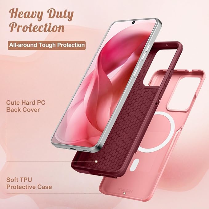 for Moto Edge 2024 Case - Compatible with MagSafe Women Girls Cute Magnetic Protective Phone Cover Kawaii Cat Flower Floral Heavy Duty Shockproof Design for Motorola Moto Edge 2024 Cases