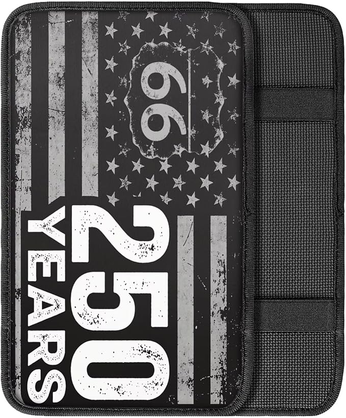 Dreaweet 250th Anniversary USA Flag Center Console Armrest Pad Cover Patriotic Car Arm Rest Cover Universal Middle Console Covers for Cars SUV Truck Sedan