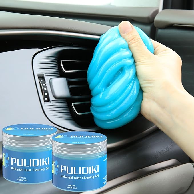 PULIDIKI Car Cleaning Gel Orange and Car Cleaning Putty Blue 2Pack Bundle