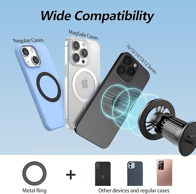 jaroco for [Magsafe Car Mount] [360°Flexible Rotation] [20X Strong Magnets] Upgraded Metal Hook, Hands-Free Phone Holder Fit for iPhone 16/15/14/13/12 Series, Black
