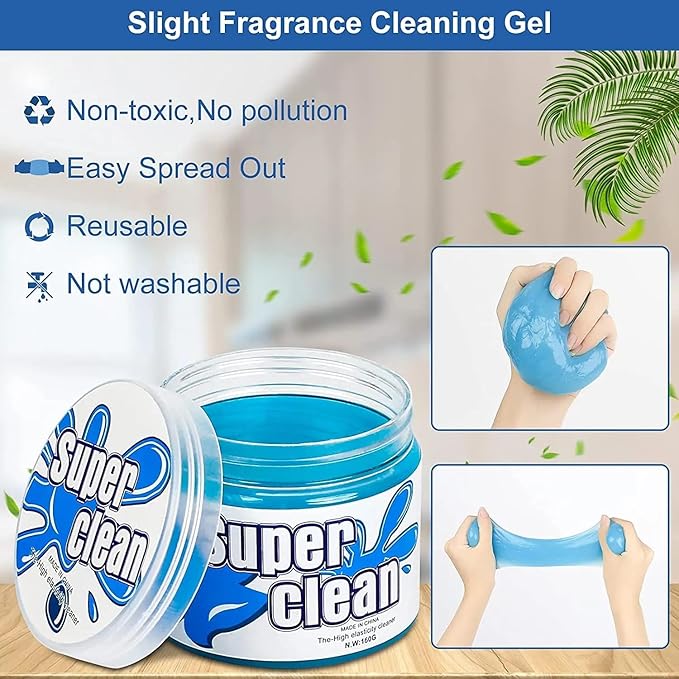 Generic Car Cleaning Gel Universal Detailing Kit Automotive Dust Car Crevice Cleaner Slime Auto Air Vent Interior Detail Removal for Car Putty Cleaning Keyboard Cleaner Car Accessories (Blue)