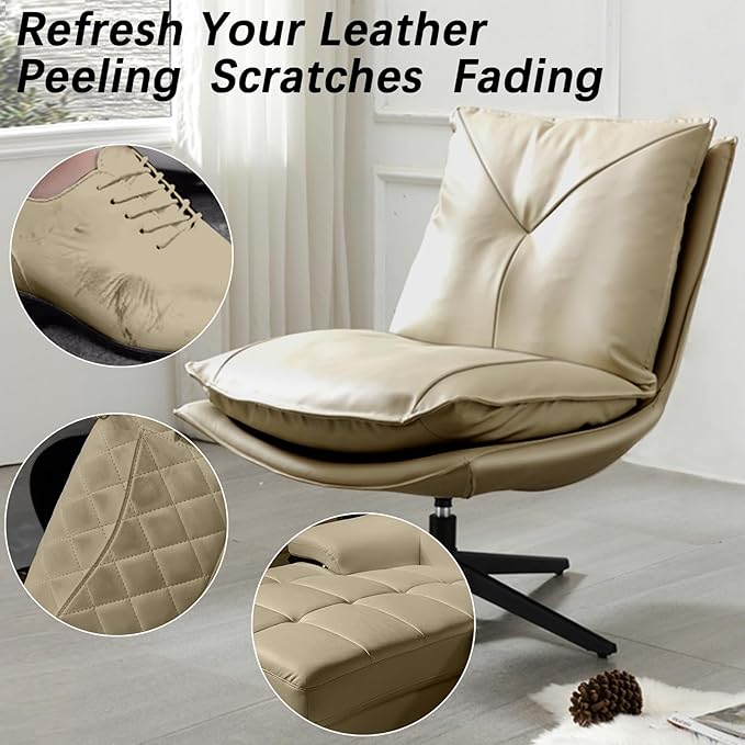 Beige Leather Recoloring Balm, Leather Color Restorer Conditioner, Leather Repair Kits for Vinyl Furniture, Sofa, Car Seats, Shoes - Repair Leather Color on Faded & Scratched Leather Couches
