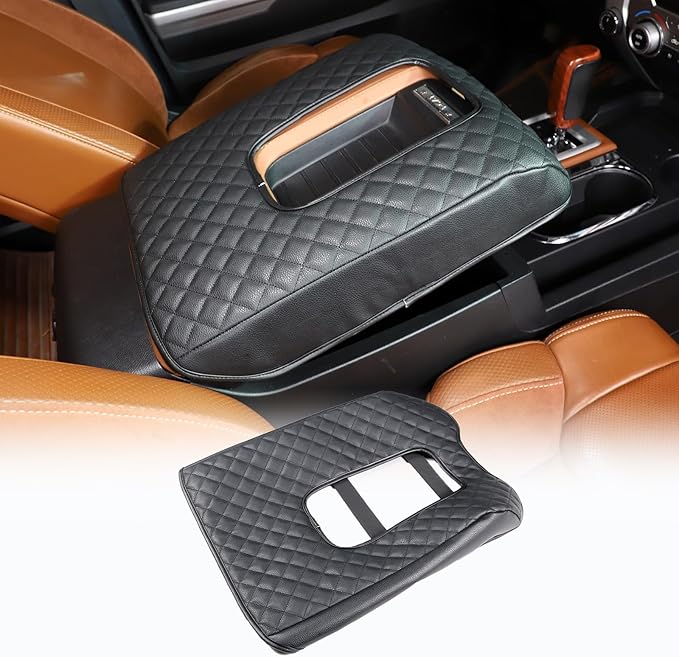 CHEAYAR Center Console Armrest Cover Kit,Console Armrest Cushion Automotive Customized Console Armrest Cushion, Fit for Toyota Tundra 2014-2020 Accessory Organizer Protector (Plaid - All Black)